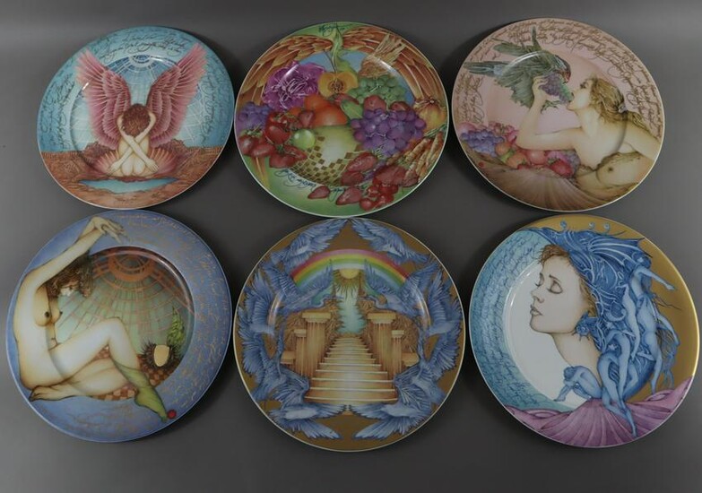 Sechs Künstler-Platzteller - porcelain