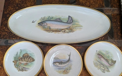 Set Hutschenreuther Pasco Fish Platter & 8 Plates