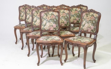 Set of 11 Louis XV Style Walnut Dining Chairs