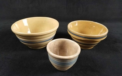 Set of 3 Handmade Pottery Nesting Oven Ware Bowls Made