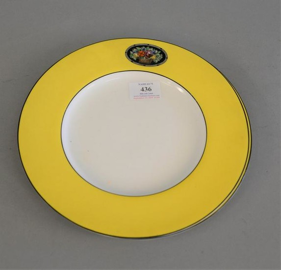 Set of twelve royal worcester yellow ground plates