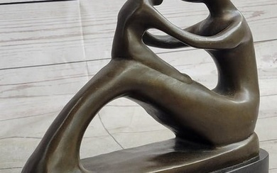 Signed Abstract Modern Art Nursery Decor Mother Child Love Bronze Sculpture by Milo