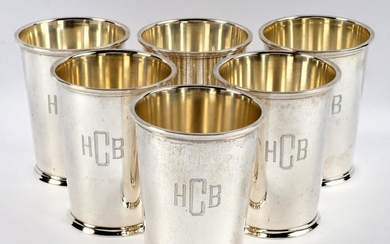 Six Fisher Sterling Mint Julep Cups