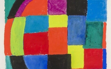Sonia Delaunay, French 1885-1979- Le Guépard, 1972; gouache, signed lower right, inscribed no 1918 lower left, 65x44cm (ARR) Provenance: Private Collection, London. Note: Accompanying this lot is a certificate of authenticity from Richard Reiss...