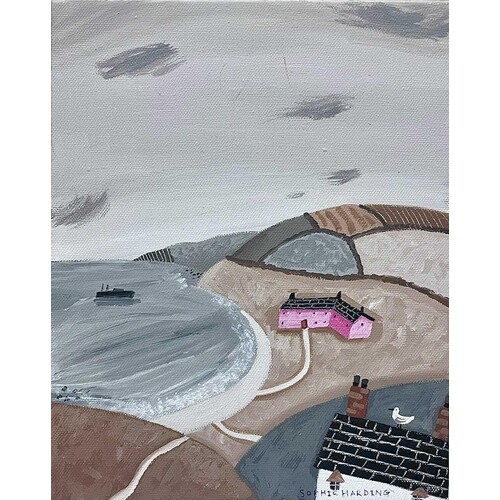 Sophie HARDING (XX) Pink Houses by the Sea Oil on canvas, si...