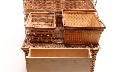 Split Bamboo, Rattan and Reed Picnic Baskets, Hampers and Wooden Organizers