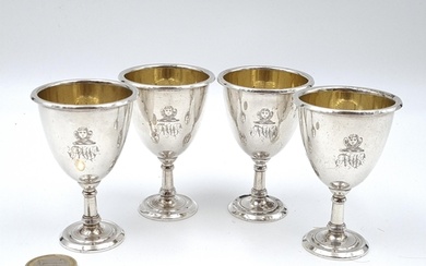 Star Lot : A fabulous fine set of four Irish silver gilt eg...