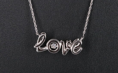 Sterling Diamond Love Necklace