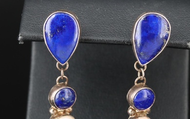 Sterling Lapis Lazuli and Pearl Earrings