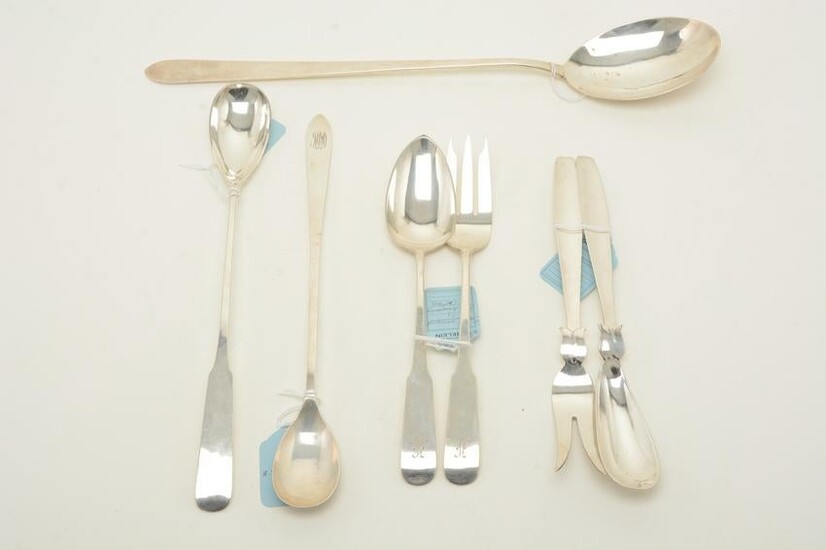 Sterling silver serving utensils, mid-20th century.