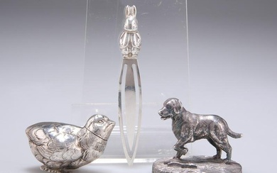THREE ITEMS OF NOVELTY SILVER