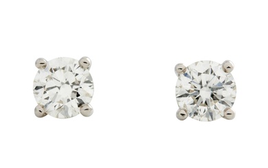 TIFFANY & CO, PAIR OF PLATINUM AND DIAMOND EARRINGS