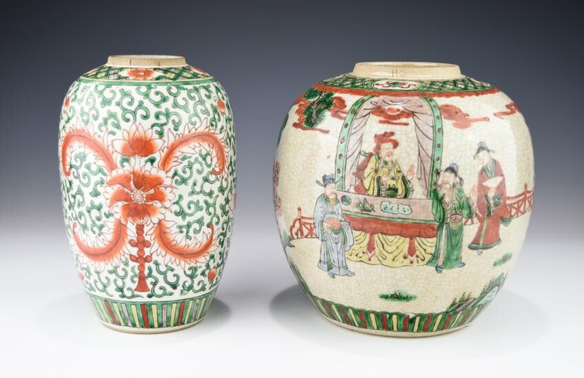 TWO 19TH CENTURY FAMILLE VERTE AND IRON-RED JARS