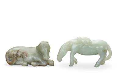 TWO JADE CARVINGS OF HORSES CHINA, QING DYNASTY (1644-1911)