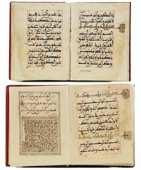 TWO MAGHRIBI QURAN SECTIONS, NORTH AFRICA OR ANDALUSIA