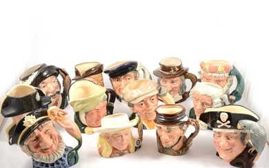 Thirteen Royal Doulton character jugs
