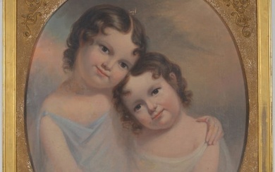 Thomas Sully, attributed to. Double portrait of Ellen and Anna Peabody of Boston(?). Label on