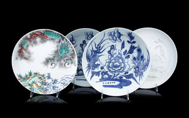 Three Chinese Porcelain Plates and One Japanese Plate