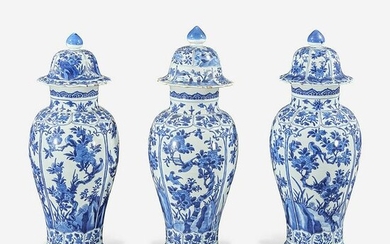 Three Chinese blue and white porcelain baluster vases