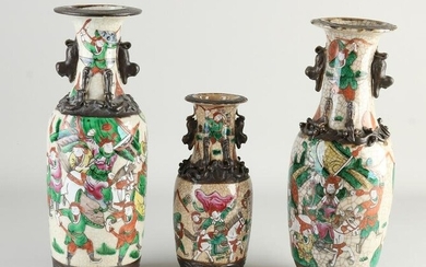 Three antique Chinese Cantonese vases