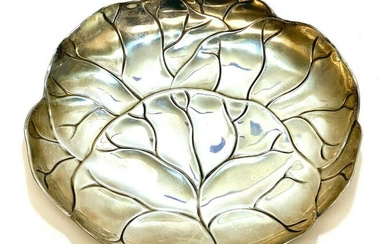 Tiffany Gold Wash Sterling Silver Round Leaf Dish