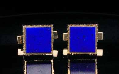 Tiffany & Co. 11.5mm Lapis and 14K Vintage Cufflinks