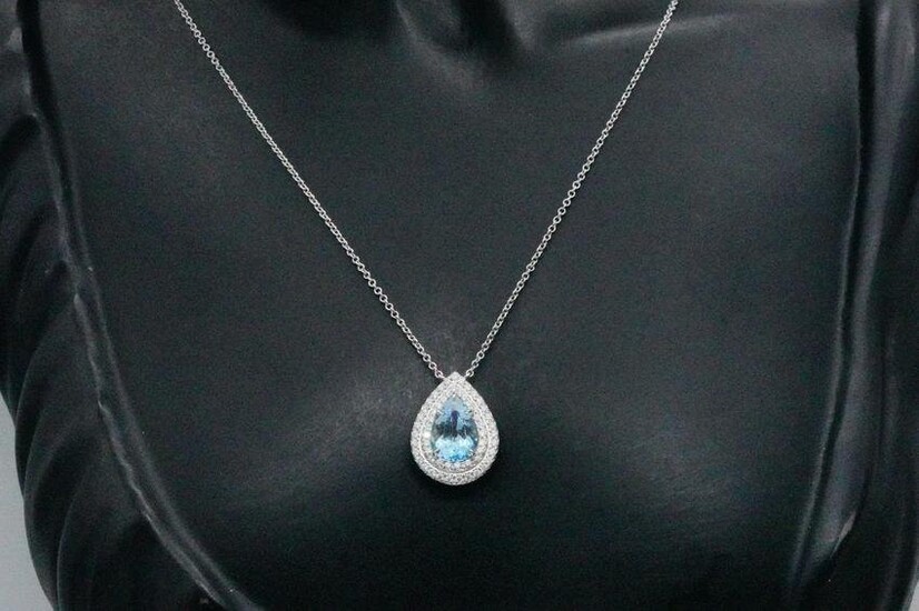 Tiffany & Co. 1.25ct Aquamarine and Diamond Necklace