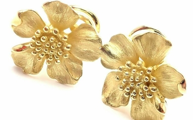 Tiffany & Co 18k Yellow Gold Dogwood Wild Rose Earrings
