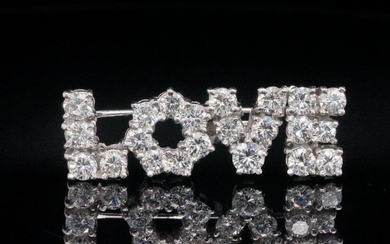 Tiffany & Co. 1970s 2.75ctw Diamond Platinum LOVE Brooch