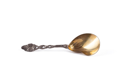 Tiffany & Co - zugeschrieben | 1 LARGE SILVER BERRY SPOON WITH STRAWBERRY DECOR
