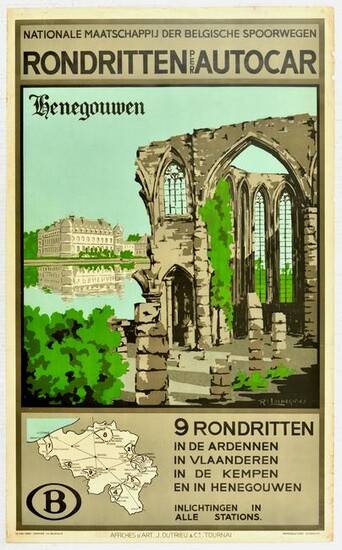 Travel Poster Hainaut Belgium Tours By Coach