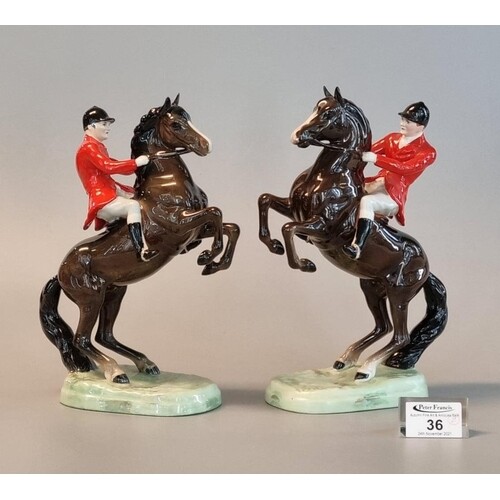 Two Beswick figures of a huntsman on a rearing horse, model ...