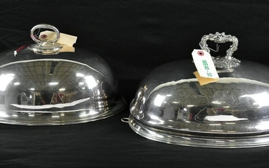 Two British Silverplate Meat Domes / Food Covers