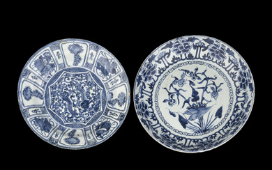 Two Chinese Export Blue and White Porcelain Chargers