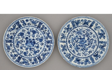 Two Chinese blue and white plates, Kangxi period, painted wi...