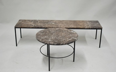 Two Dome Deco Modern Marble Top Tables