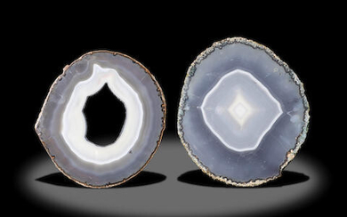 Two Grey Banded Agate Slabs