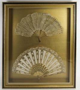 Two Lace Fans in a Frame