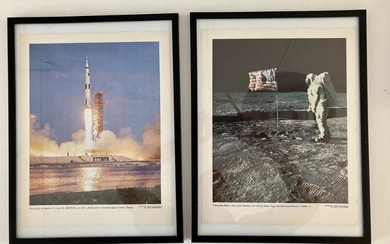 SOLD. Two original NASA colour offset photographs with motifs from the Apollo 11 Mission in the summer of 1969. Frame size 40 x 30 cm. (2). – Bruun Rasmussen Auctioneers of Fine Art