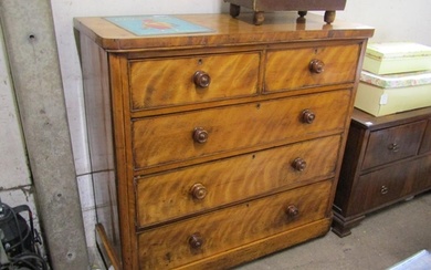 VICTORIAN MAHOGANY CHEST OF TWO SHORT AND THREE LONG DRAWERS