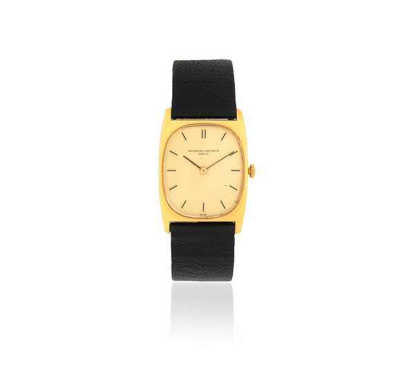 Vacheron & Constantin. An 18K gold manual wind tonneau form wristwatch