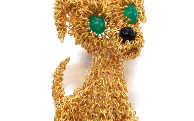 Van Cleef & Arpels, Gold, Emerald, and Onyx Brooch, 'Puppy'