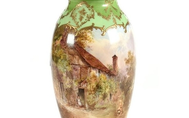 Vase Marked Royal Doulton, Hand-painted Farm Scene