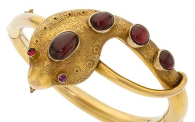 Victorian Garnet, Synthetic Ruby, Gold Bracelet