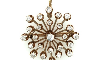 Victorian Starburst Diamond Pendant / Brooch / Pin 3 CTW