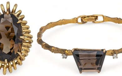 Vikki Carr | 14K Diamond Topaz Ring and Bracelet