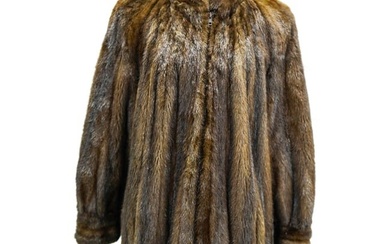 Vintage Brown Mink Fur Zippered Short Coat Jacket
