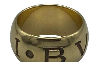 Vintage Bulgari Yellow Gold Logo Band Ring, Size 55