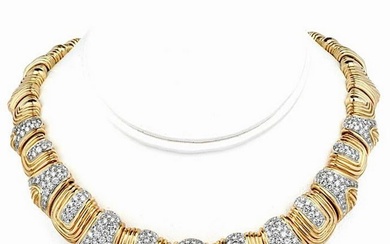 Vintage Diamond 18K Yellow Gold Platinum Choker Necklace