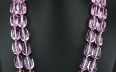 Vintage Double Strand Art Glass Bead Necklace